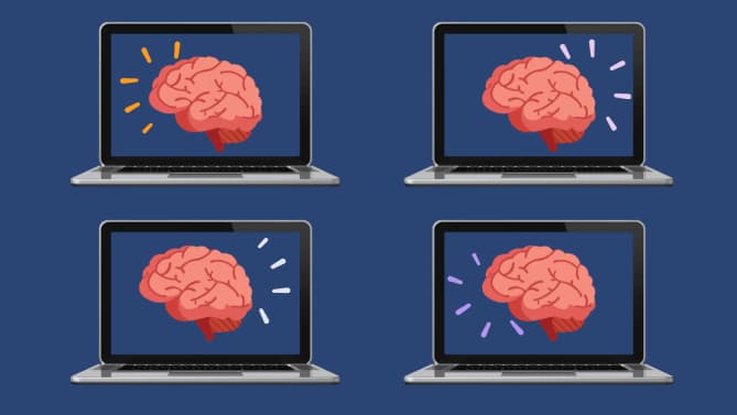 brains on laptop screens