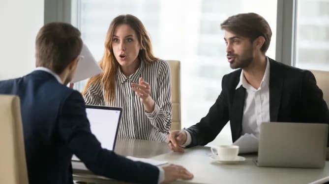 frustrated woman in work meeting