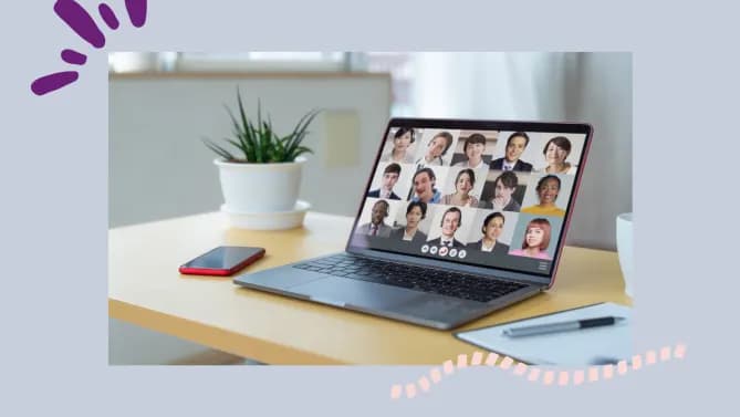 a laptop showing a remote meeting