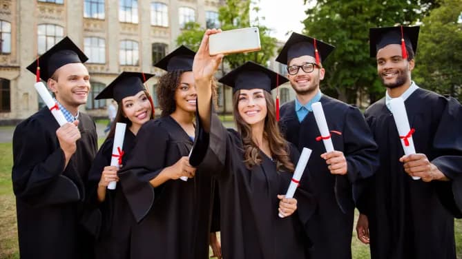 Young people graduating from college
