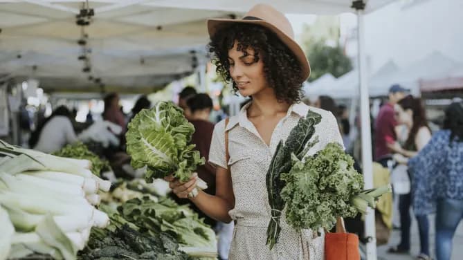 Young woman at farmers market