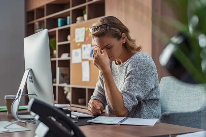 Woman stressed at work