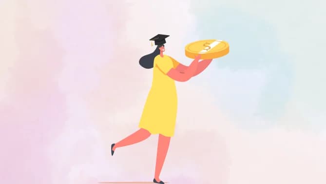 grad holding big gold coin