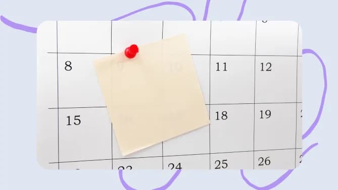 calendar with post it note