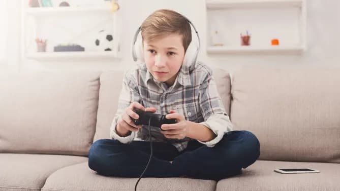 Boy Playing Video Game