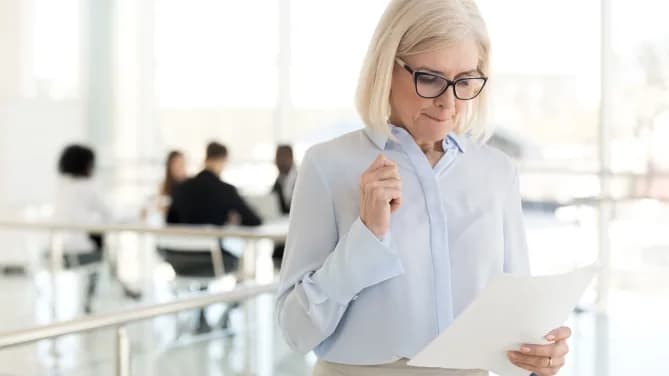 Woman holding resume