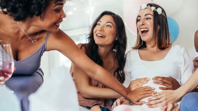 Pregnant woman and friends