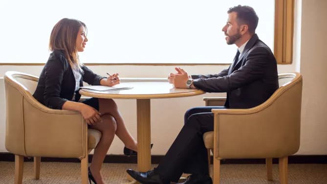Woman conducting an interview