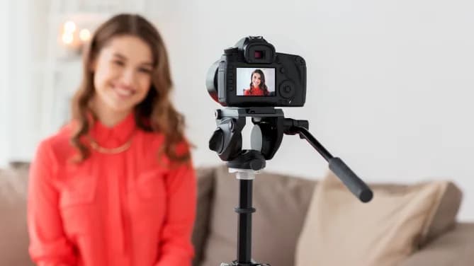 woman on camera recording her resume