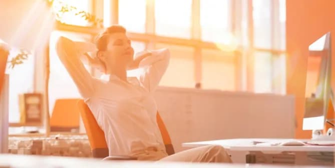 Woman relaxing at office