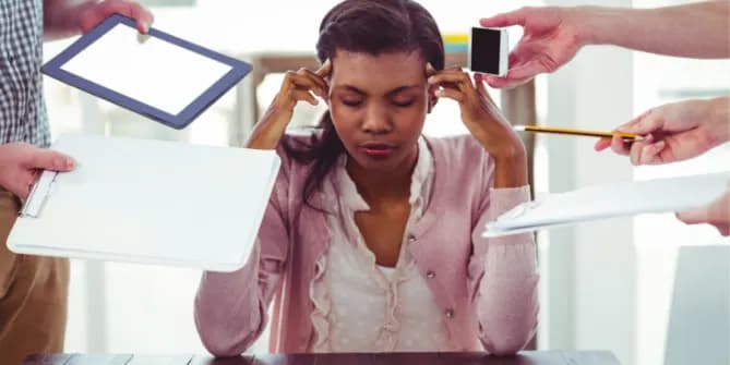 Woman stressed at desk