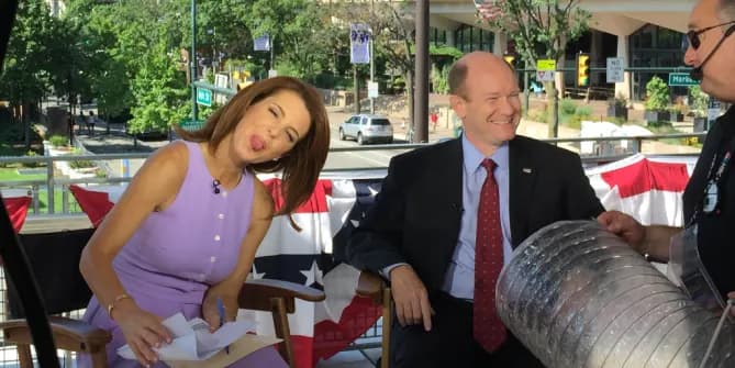 Stephanie Ruhle sticking out her tongue