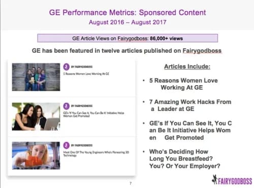 Fairygodboss' sponsored articles for GE